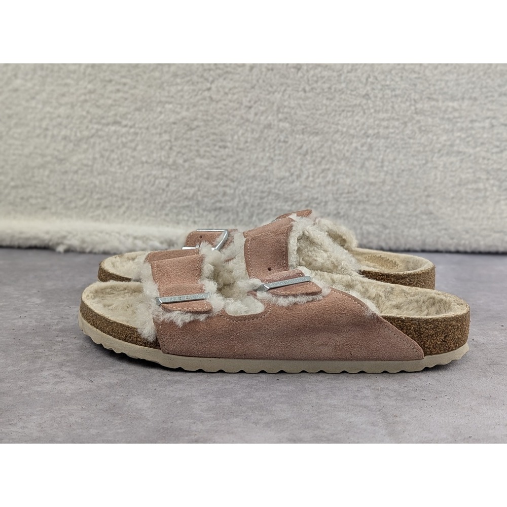 Birkenstock Arizona Shearling Suede Slides Rose Pink Sandals 41 L10 M8